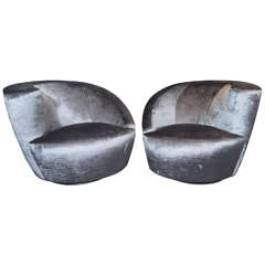 Pair of Vladimir Kagan Designed Nautilus Swivel Chairs