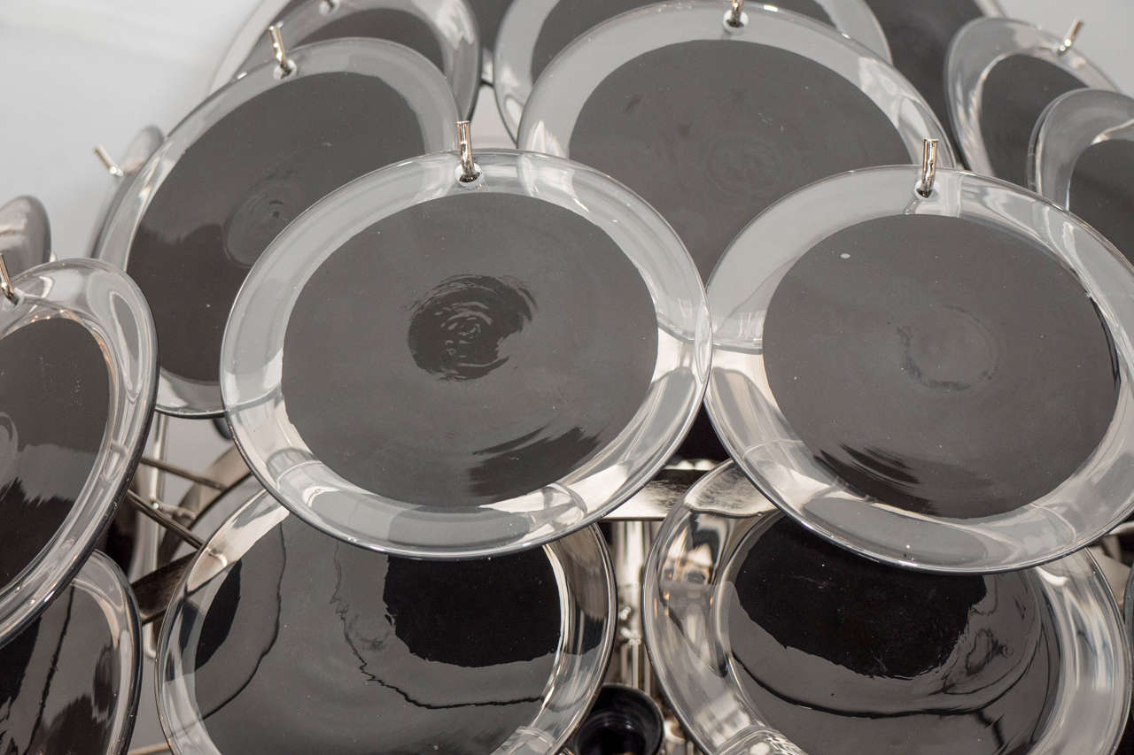 Lustre à disques en verre de Murano noir en forme de double cône Neuf - En vente à New York, NY