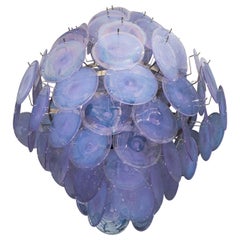 Alex Iridescent Murano Glass Disc Chandelier in Double Cone Shape