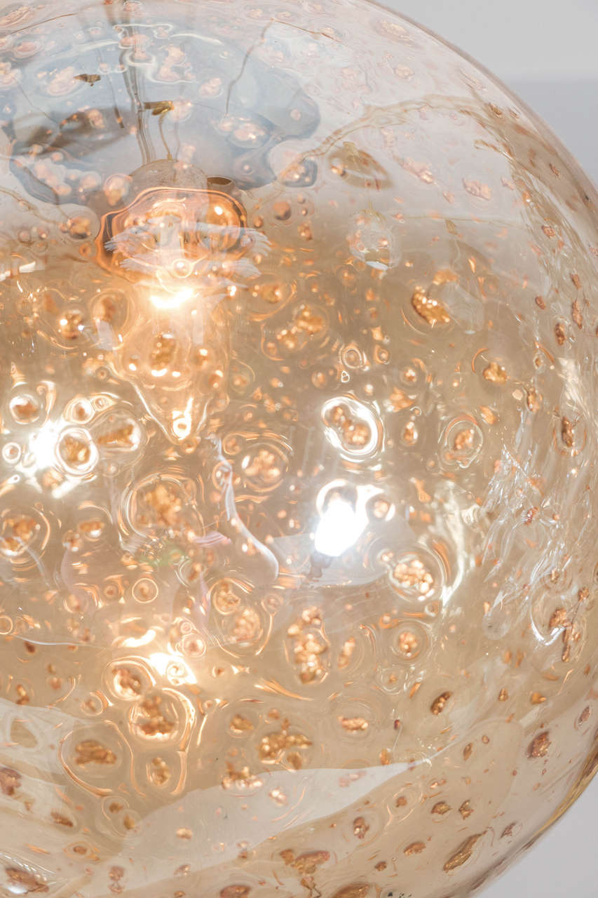 Glass Gold Flake Mouth Blown Sphere Light Pendant at 1stDibs