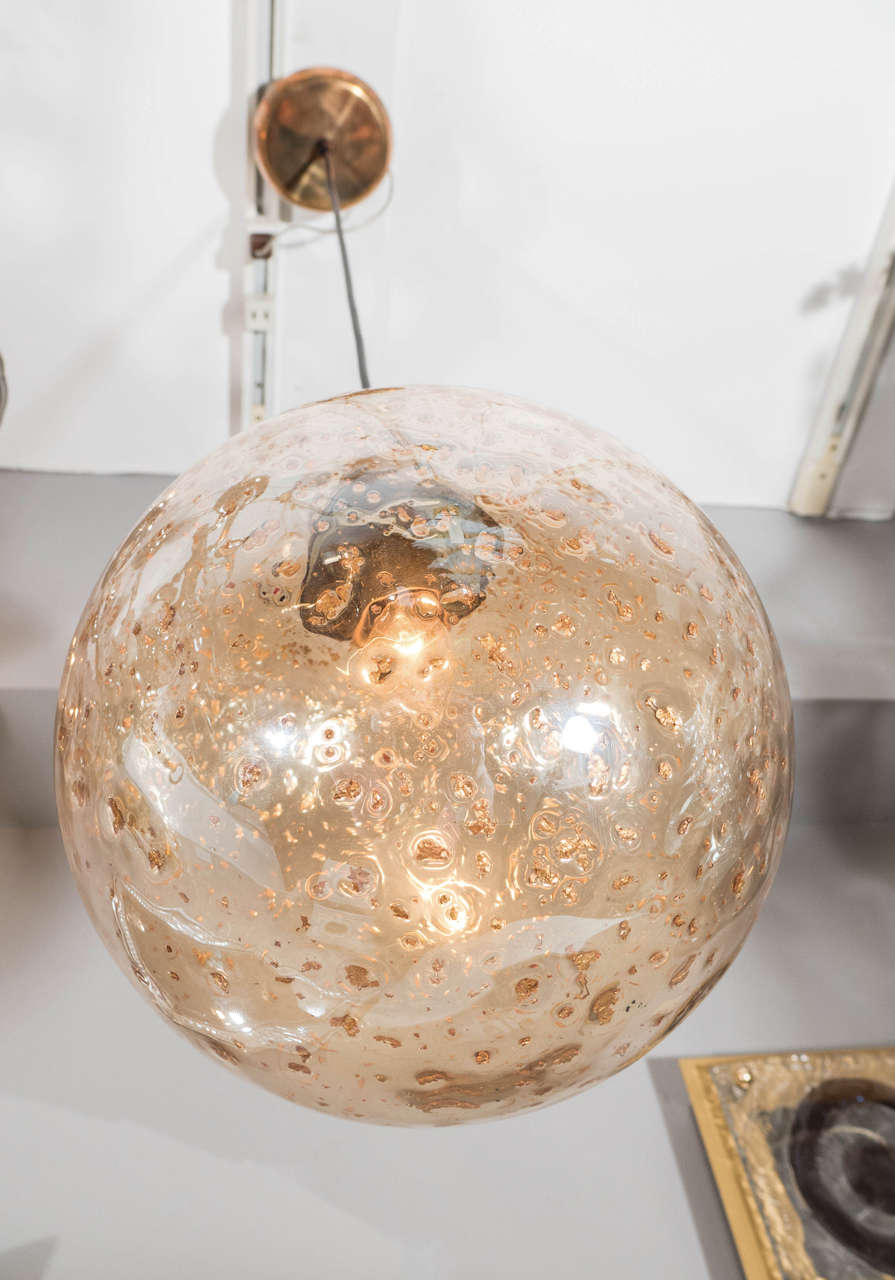 Glass Gold Flake Mouth Blown Sphere Light Pendant at 1stDibs