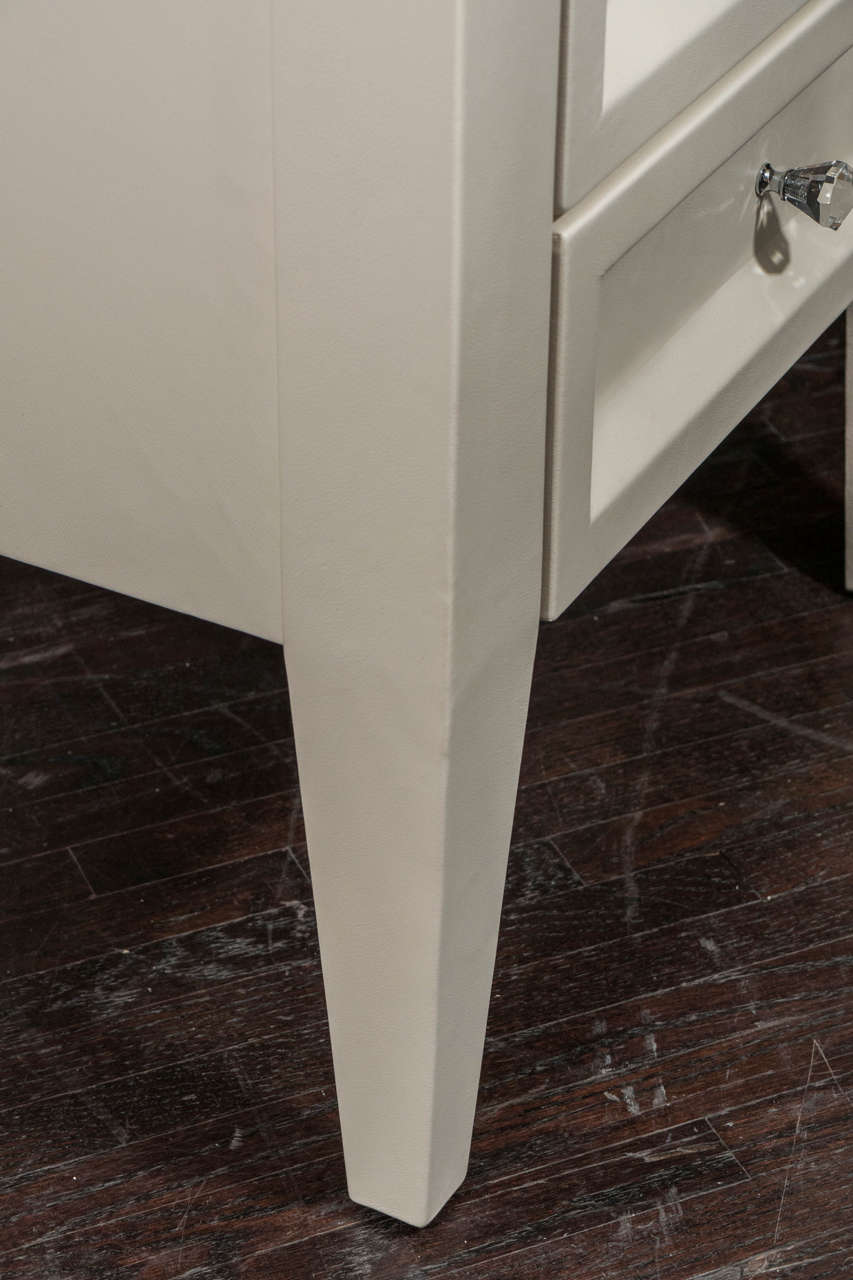 Pair of Custom Leather Wrapped Bedside Tables For Sale at 1stdibs