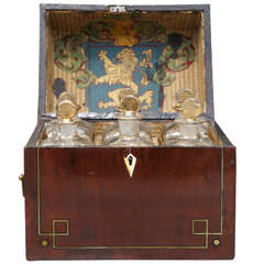 Stunning English Traveling Box of Decanters