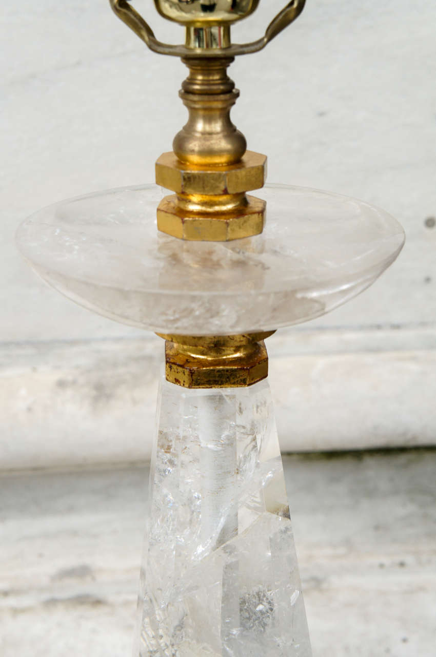 Mid-20th Century A Stunning Pair of Deco inspired Rock Crystal Lamps