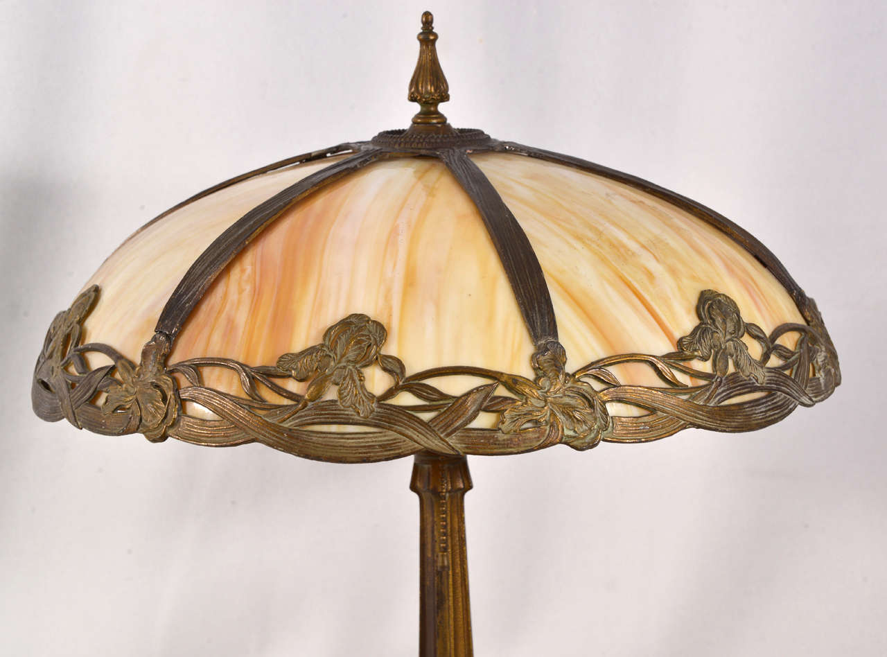 20th Century Victorian Bent Slag Glass Table Lamp