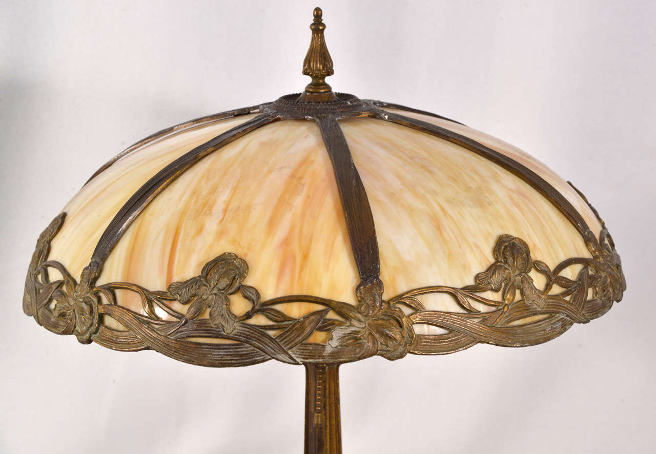 Victorian Bent Slag Glass Table Lamp 4