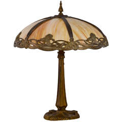 Victorian Bent Slag Glass Table Lamp