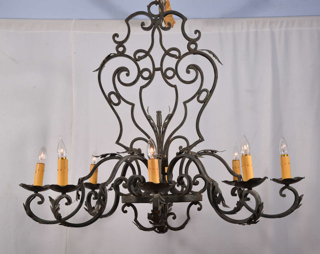 Beautiful French Hand Wrought Iron Oval Chandelier At 1stdibs Eight Light Oval Wrought Iron Chandelier Featuring Beautiful Scroll Work In The Single Dimension Support
