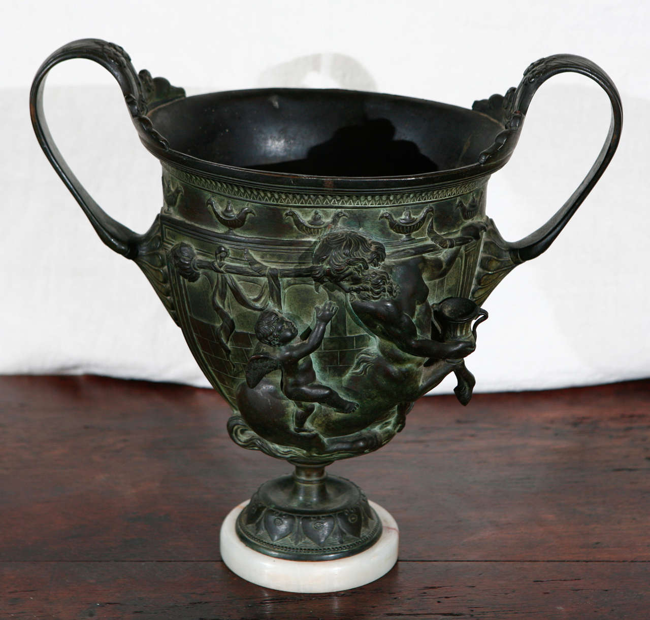 Antique Bronze Cache pot with handles