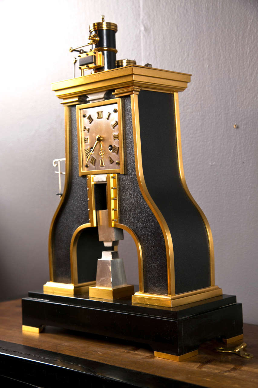 Metal French Industrial Steam Hammer Clock