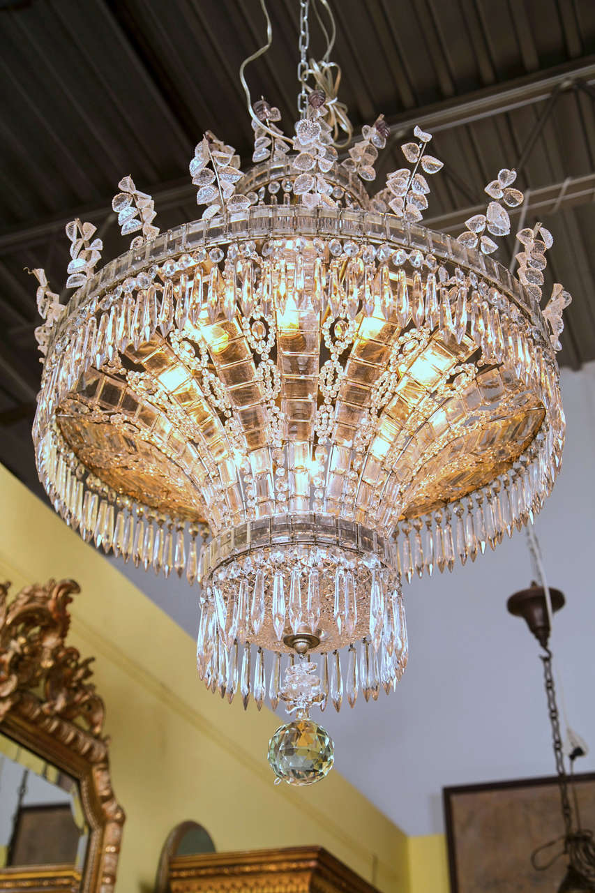 Crown And Basket Form Chandelier  In Excellent Condition In Stamford, CT