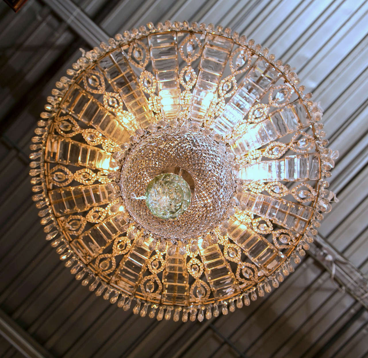 Mid-20th Century Crown And Basket Form Chandelier 