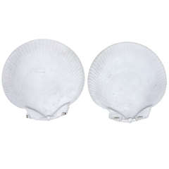Pair of Wedgwood White Unglazed Porcelain Shell Form Plates