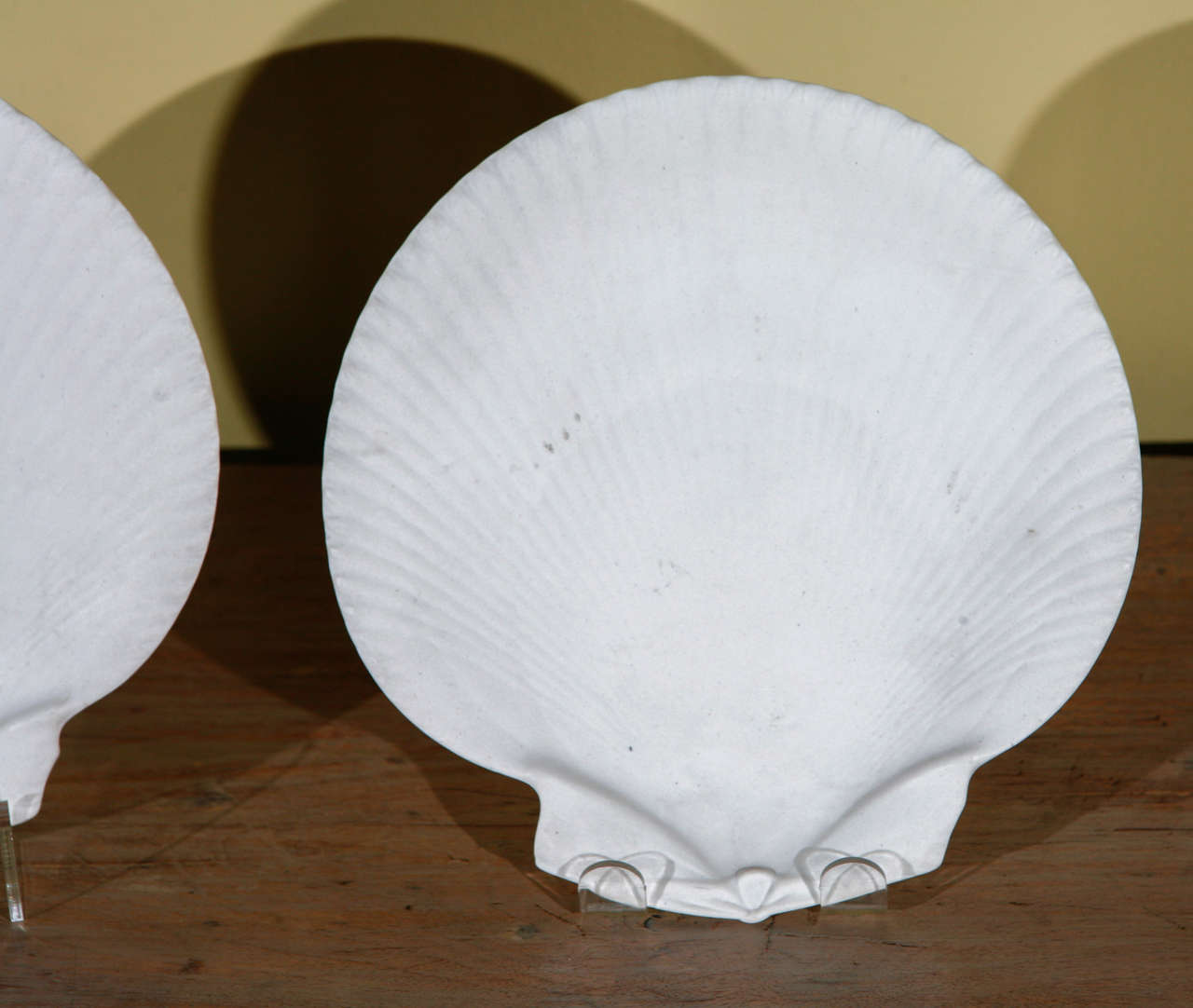 British Pair of Wedgwood White Unglazed Porcelain Shell Form Plates