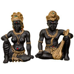 Pair of Exotic Figurines Wall Sculpture