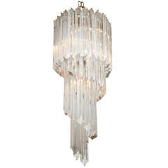 Small Scale Quatrefoil Crystal Spiral Chandelier