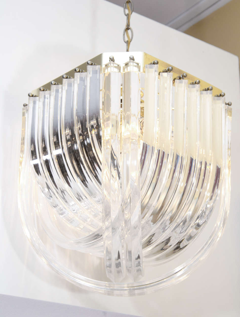Hollywood Regency Lucite Ribbon Chandelier