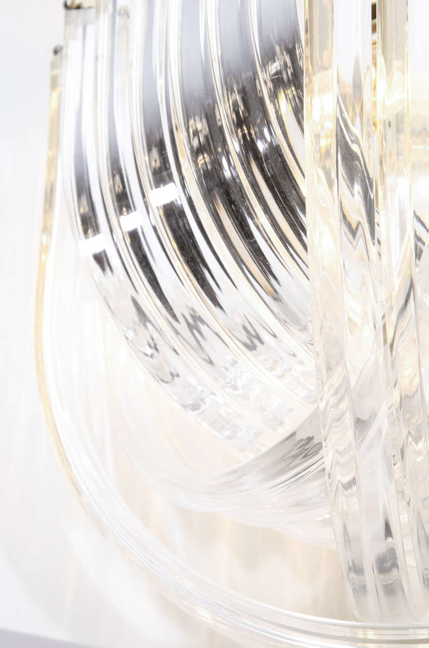 Lucite Ribbon Chandelier 1