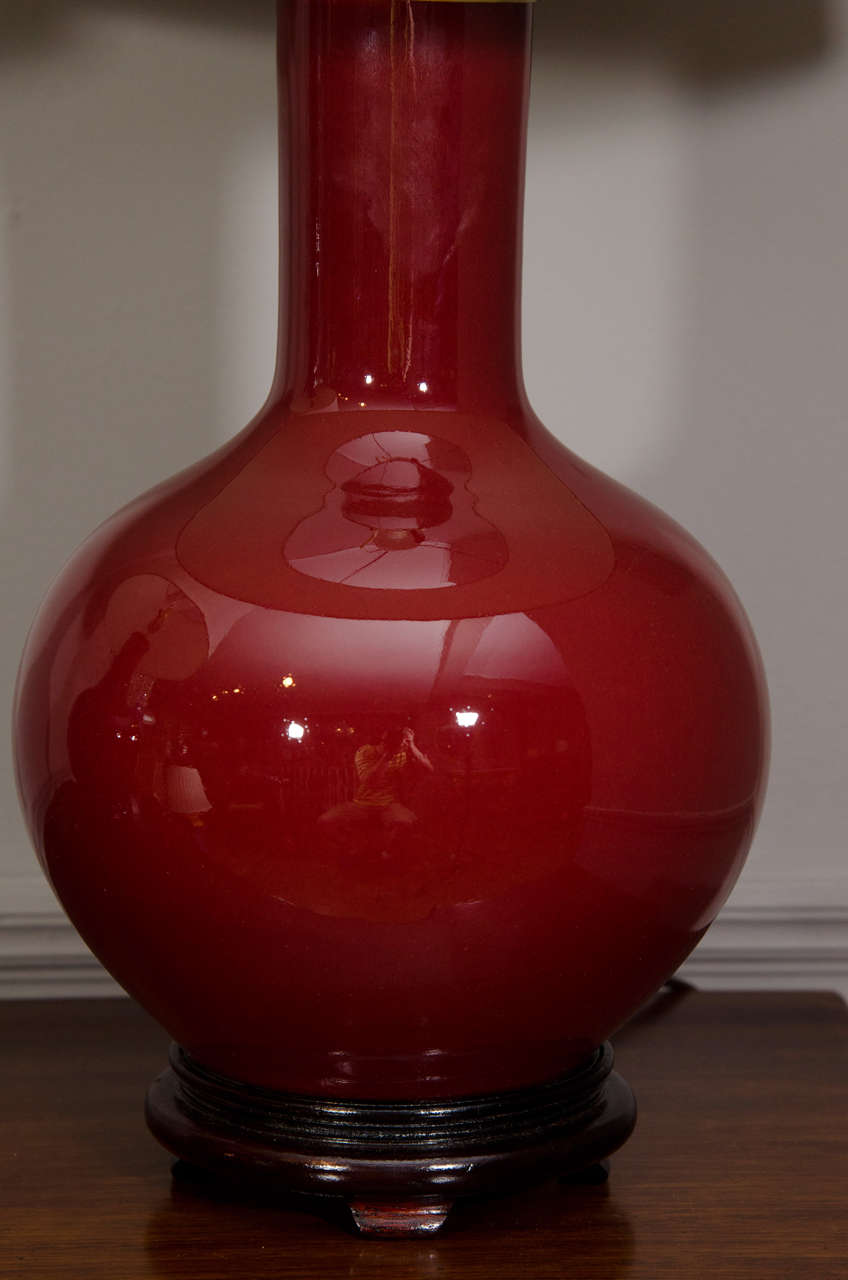 20th Century Pair of Chinese Oxblood Globular Shaped Lamps