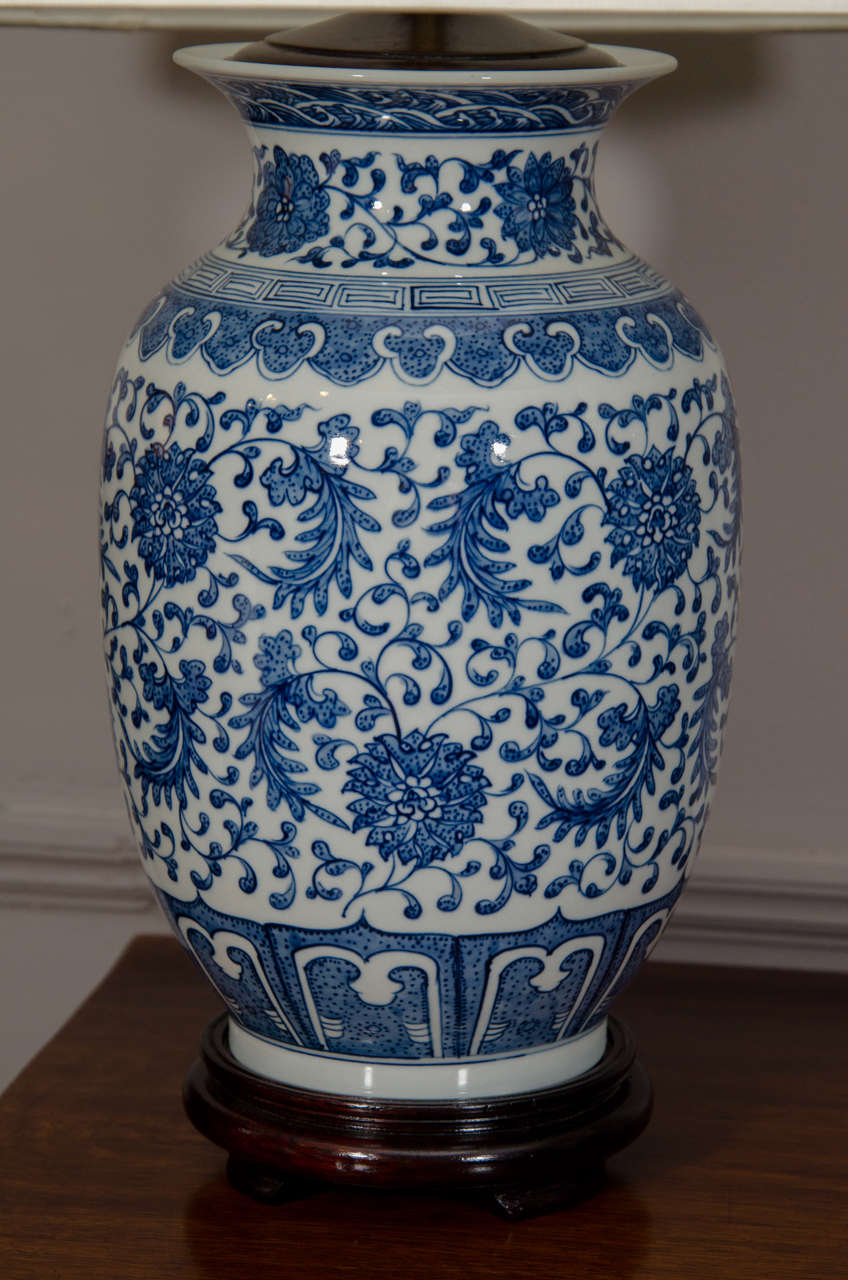 Regency Pair Of Blue And White Porcelain Chinese Ginger Jar Lamps