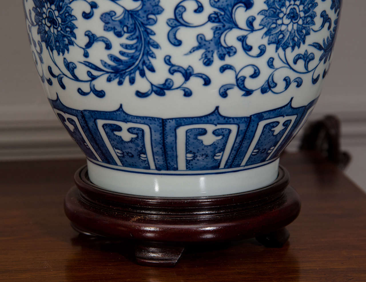 20th Century Pair Of Blue And White Porcelain Chinese Ginger Jar Lamps