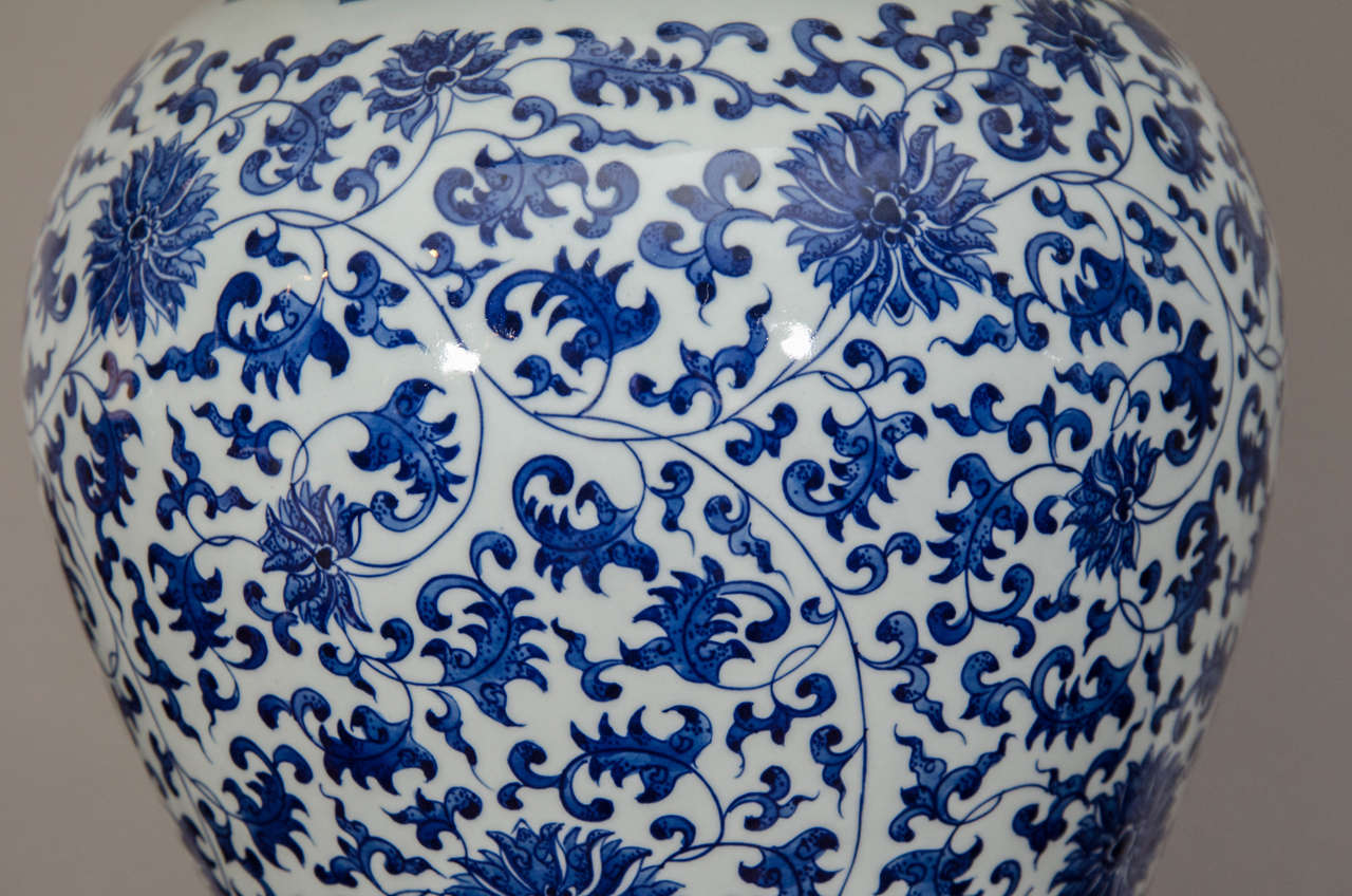 blue china lamp