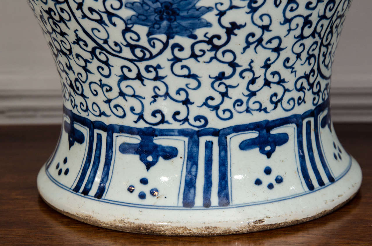 Porcelain Pair of Small Chinese Blue And White Garden Seats 