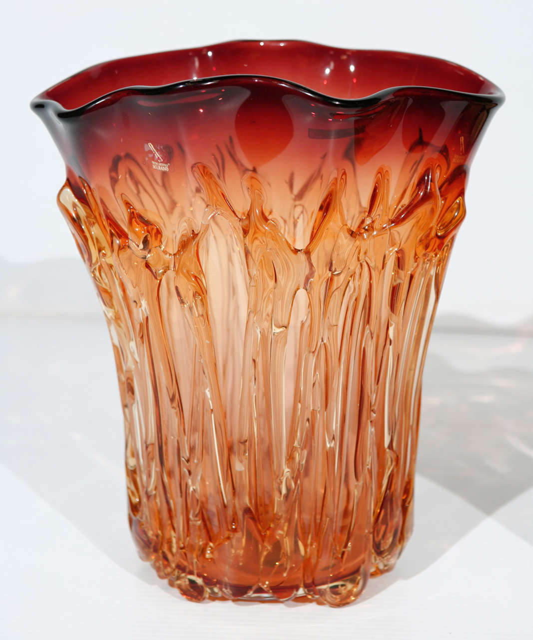 Modern Two Large Amber Murano Vases by Maestro Camozzo