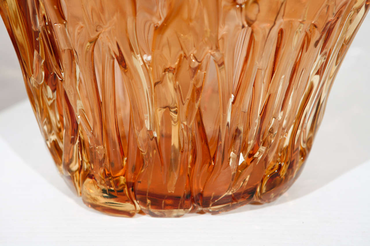 Two Large Amber Murano Vases by Maestro Camozzo 1