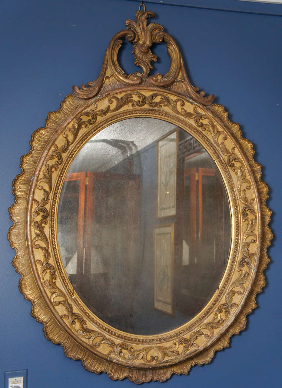 Oval Gilt Wood Mirror