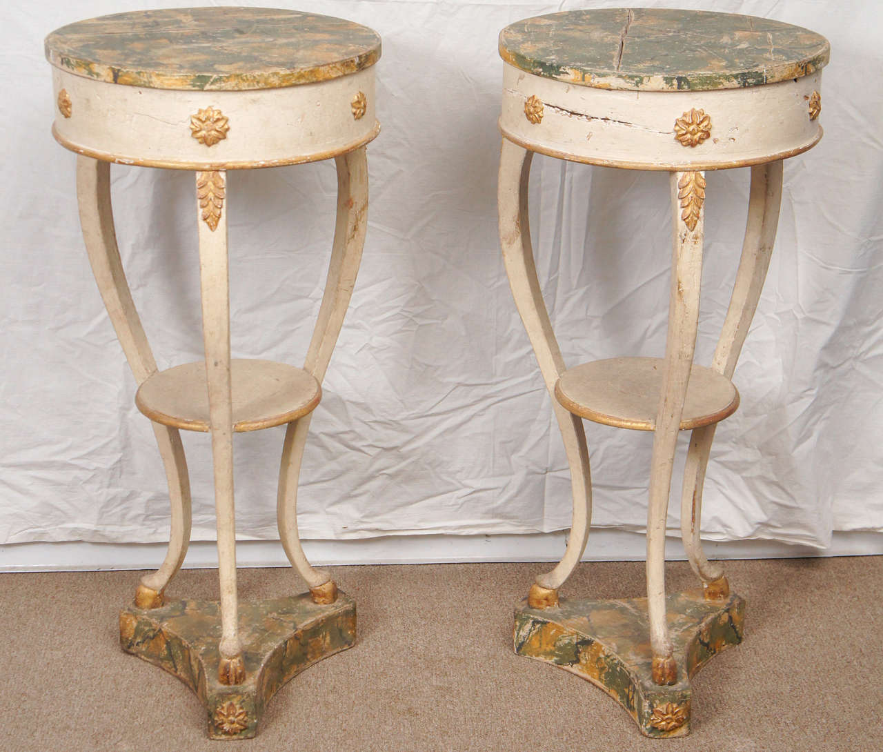 Pair of Swedish 18th Century Painted Wood Stands