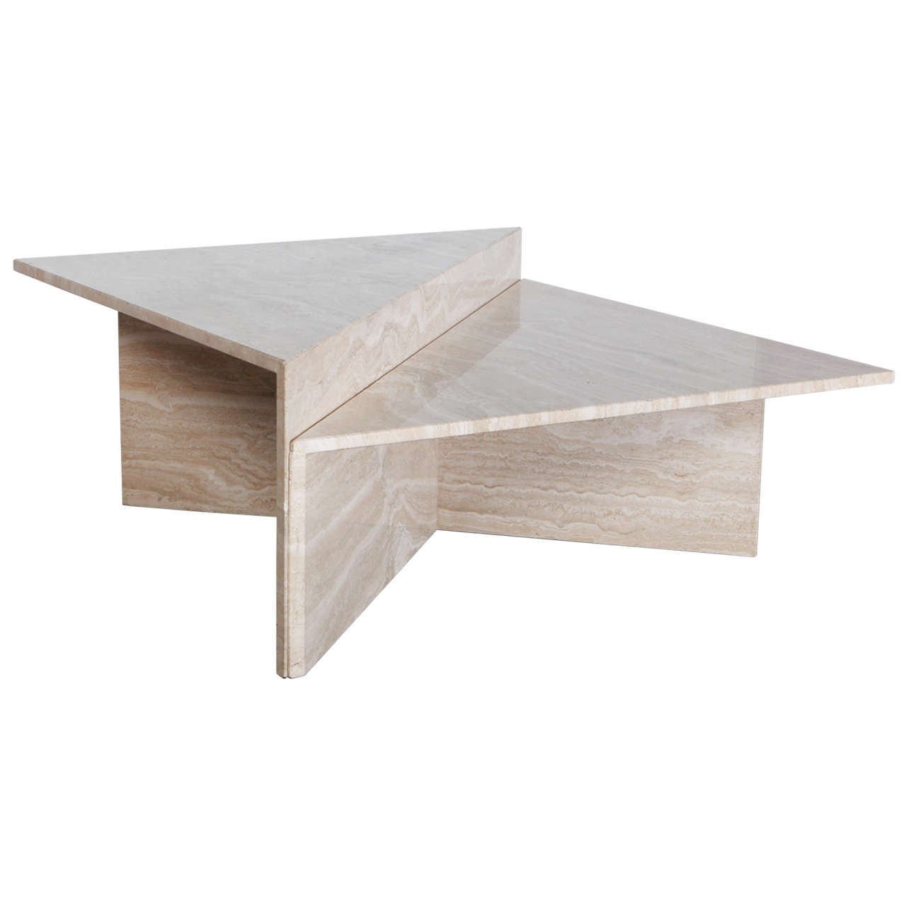Two Piece Italian Travertine Coffee Table For Sale