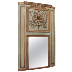 Bemalter und vergoldeter Trumeau-Spiegel