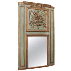 Painted and Gilded Trumeau Mirror