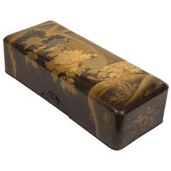 19th Century Japanese Lacquer Fubako or Letter Box, Mon Family Horita