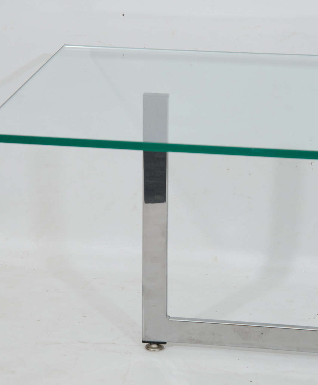American Floating Rectangular Glass and Chrome Coffee Table