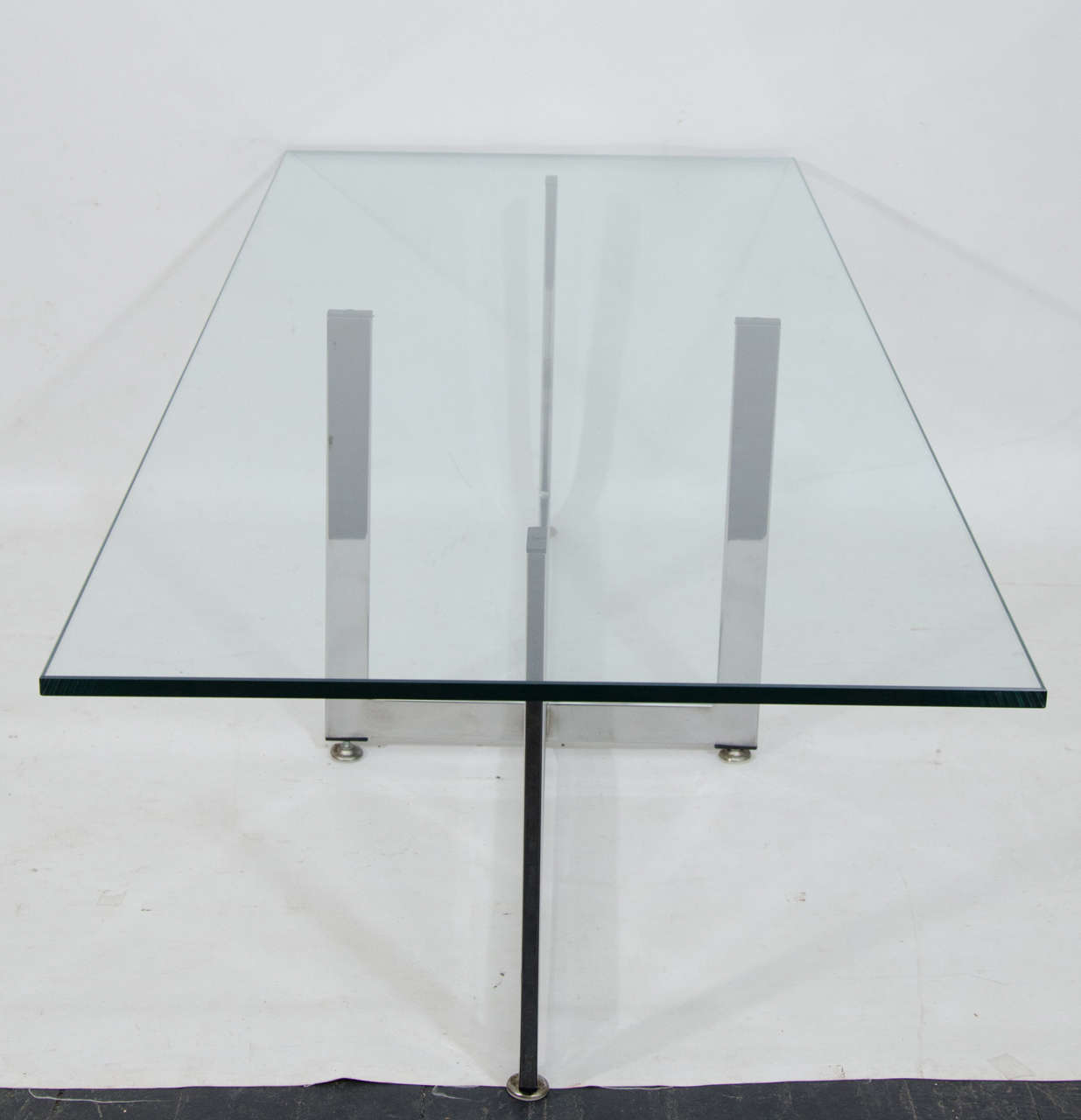 Floating Rectangular Glass and Chrome Coffee Table In Good Condition In New York, NY