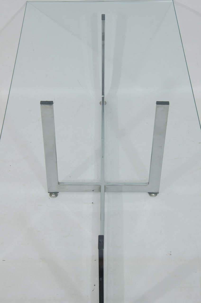 20th Century Floating Rectangular Glass and Chrome Coffee Table