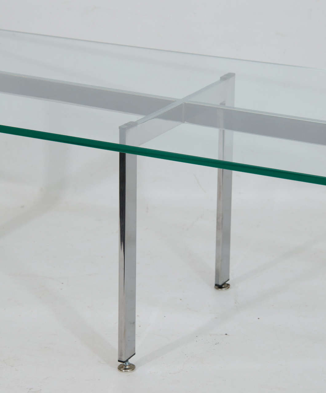 Mid-Century Modern Chrome and Glass Rectangular Coffee Table