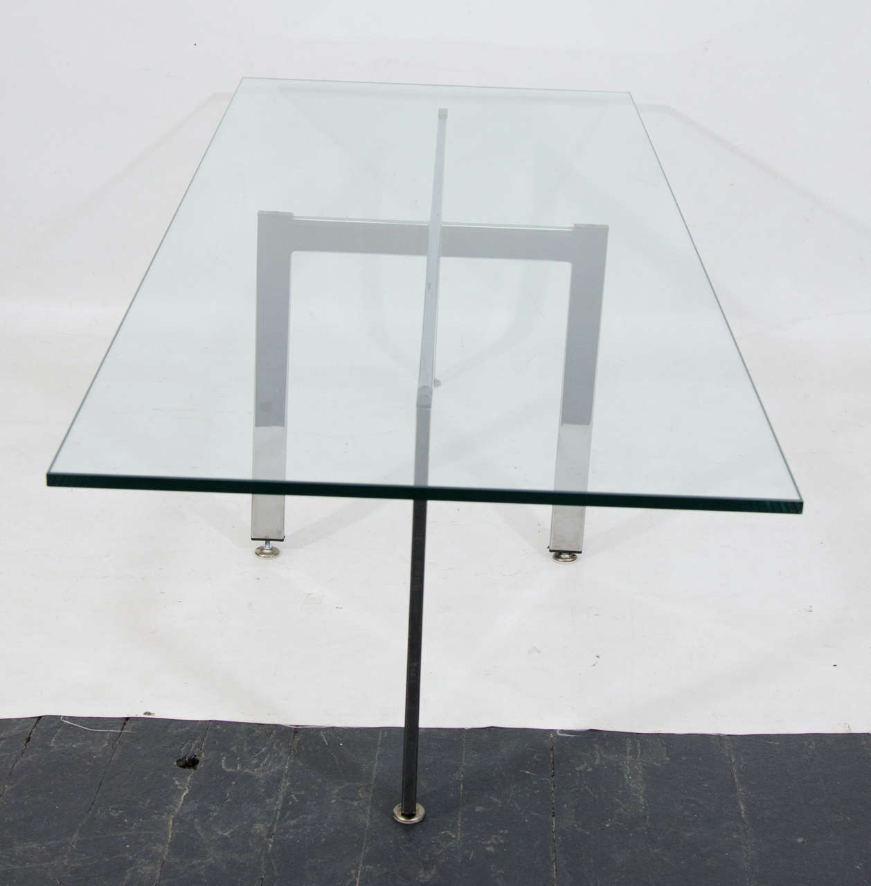 Chrome and Glass Rectangular Coffee Table In Good Condition In New York, NY