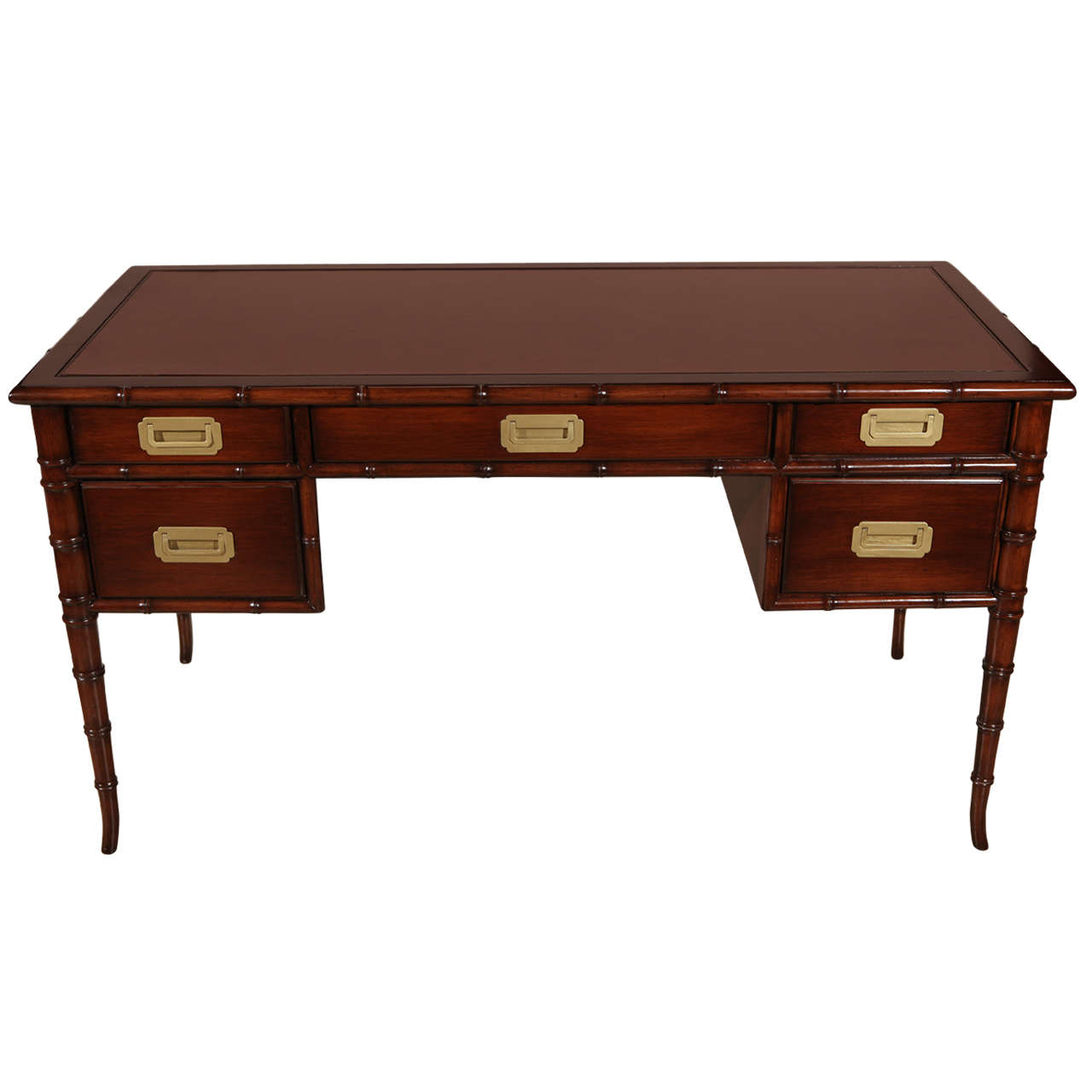 Mid Century Drexel Hollywood Regency Faux Bamboo Desk