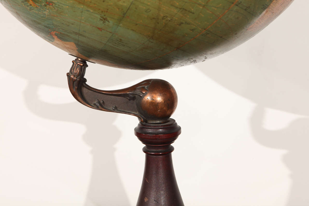 Large Vintage Late 19th Century Terrestrial Globe In Good Condition In Cathedral City, CA