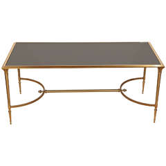 Stunning Brass and Black MIrror Coffee Table in the Style of Maison Jansen