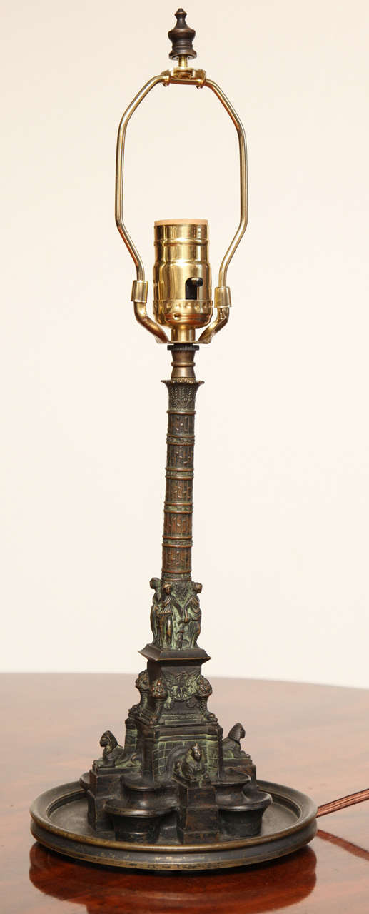 19th Century Bronze, Grand Tour, Neo-Classical Column Made into a Lamp