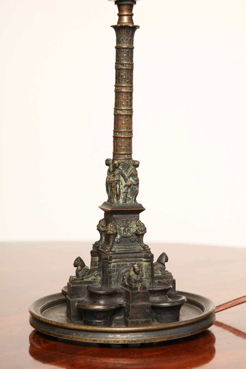 Grand Tour 19th Century Bronze Neo-Classical Column Made Into a Lamp