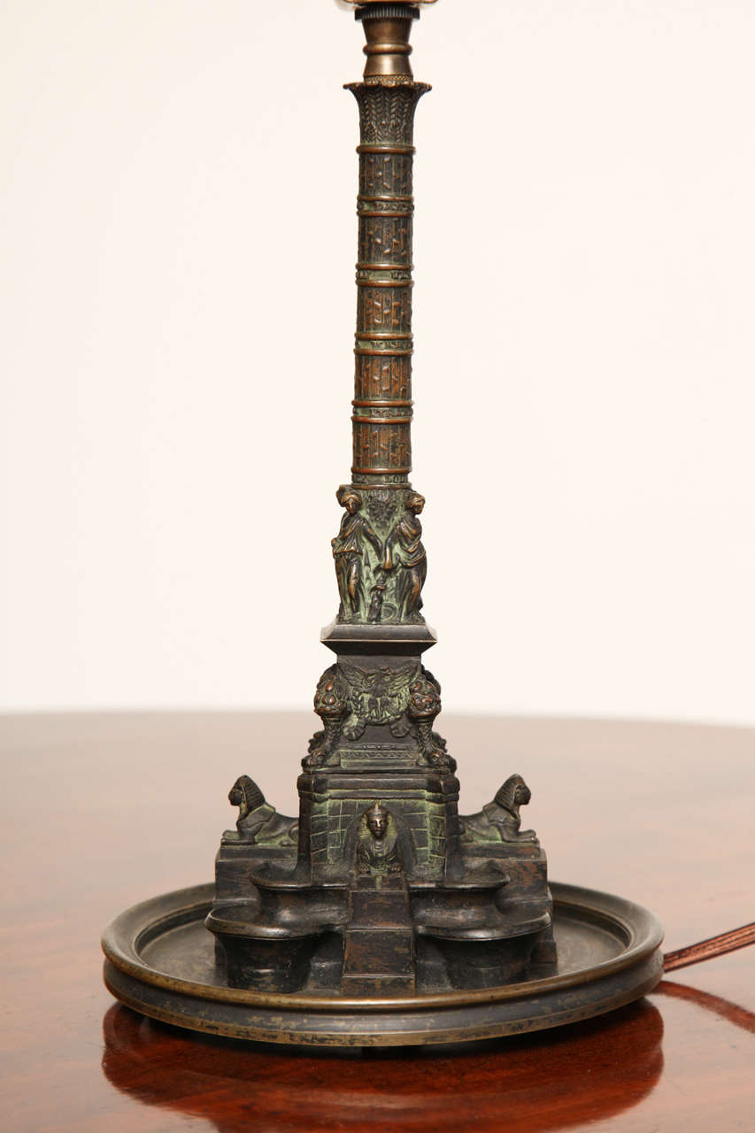 French 19th Century Bronze Neo-Classical Column Made Into a Lamp