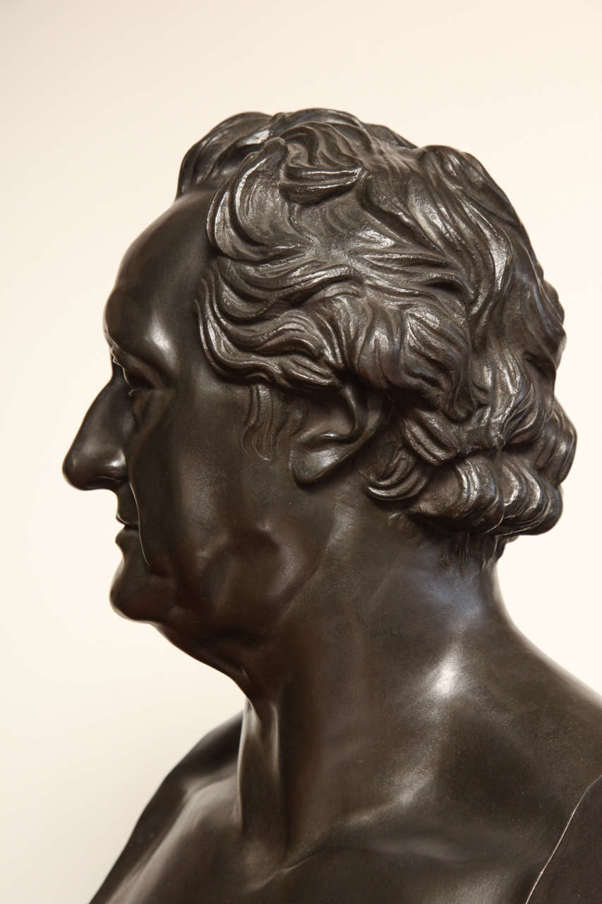 19th Century Bronze Bust of Goethe In Good Condition In New York, NY