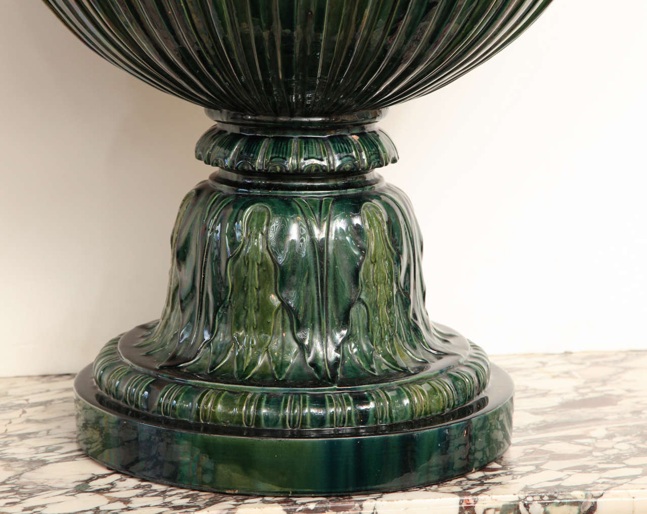 19th Century English, Heroic Sized Majolica Glazed Urn In Excellent Condition In New York, NY