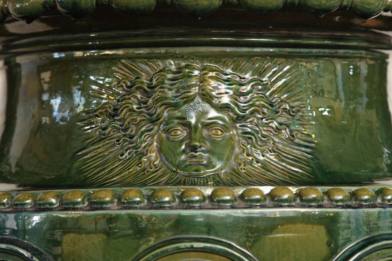 19th Century English, Heroic Sized Majolica Glazed Urn 2