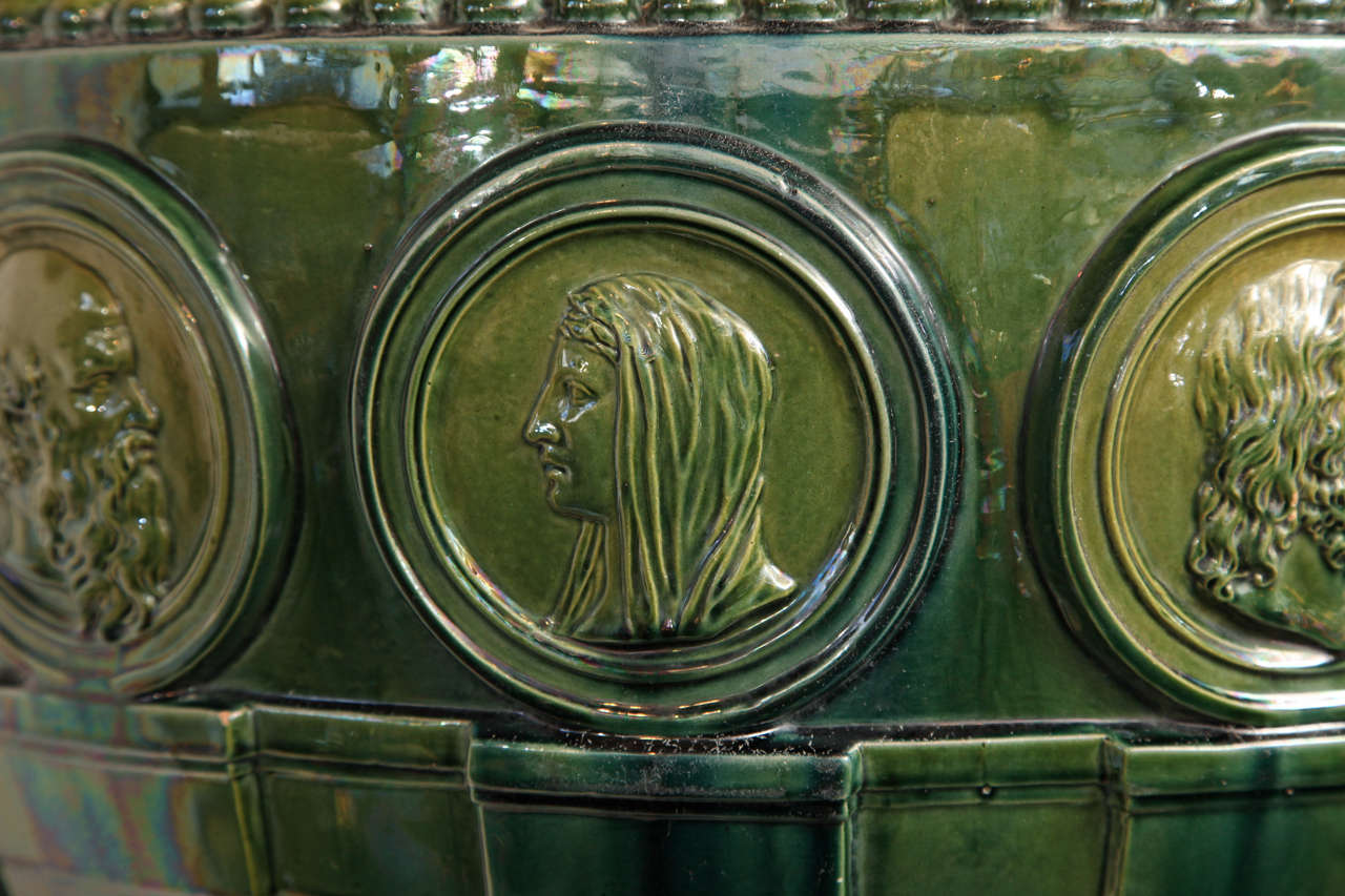 19th Century English, Heroic Sized Majolica Glazed Urn 4